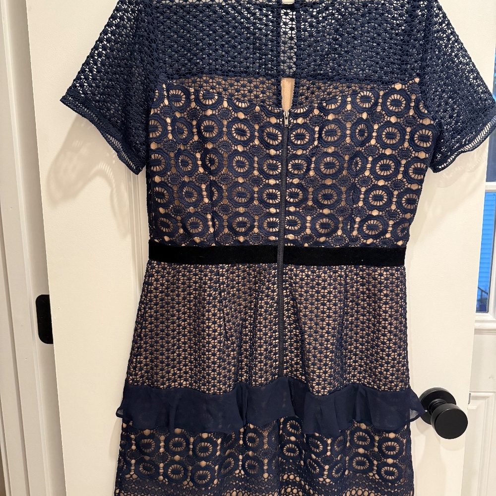 Navy Blue Lace Cocktail Dress - Picture 2 of 11